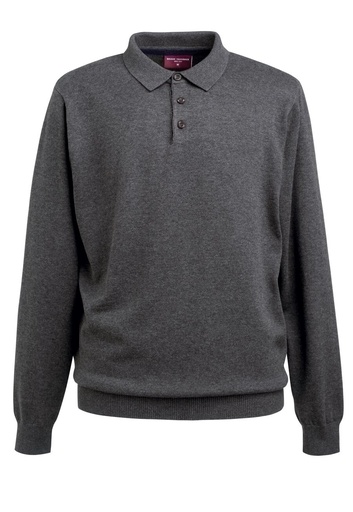 Casper L/S Knit Polo Shirt-Charcoal
