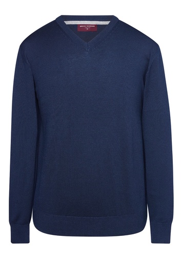 Boston V Neck Jumper-Navy