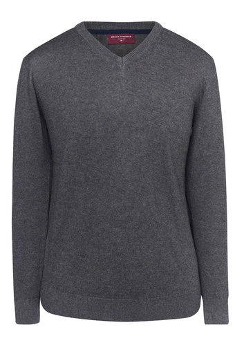 Boston V Neck Jumper-Charcoal