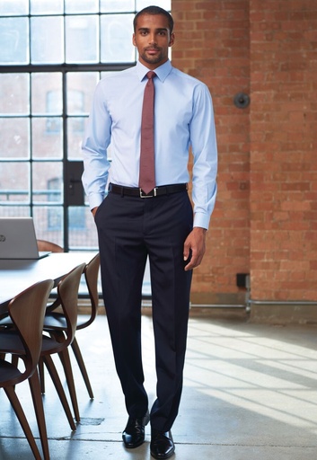 Aldwych Tailored Fit Trouser-Navy Plain