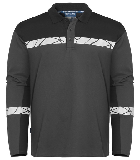 7004 PIQUE LONG SLEEVE 7004 PIQUE LONG SLEEVE 9910-VIZ-Grey/Black