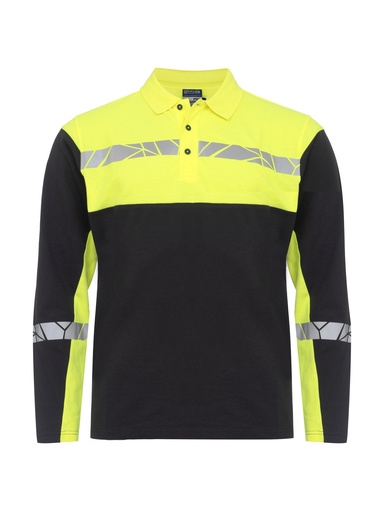 7004 PIQUE LONG SLEEVE 7004 PIQUE LONG SLEEVE 9910-VIZ-Black/Yellow