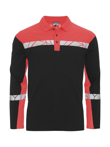 7004 PIQUE LONG SLEEVE 7004 PIQUE LONG SLEEVE 9910-VIZ-Black/Red