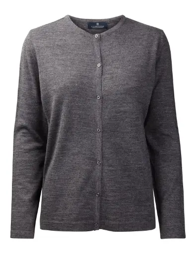 Copenhagen Women´s Cardigan O Neck Buttons Tubular (Stone Grey Melange)